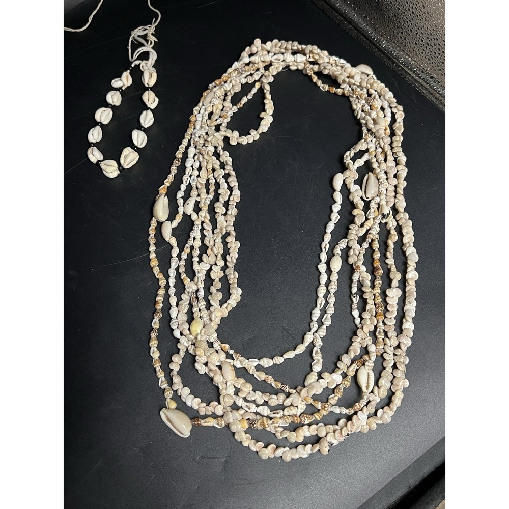 Vintage Hawaiian Seashell Beaded Necklaces 7 Strands Plus Bracelet